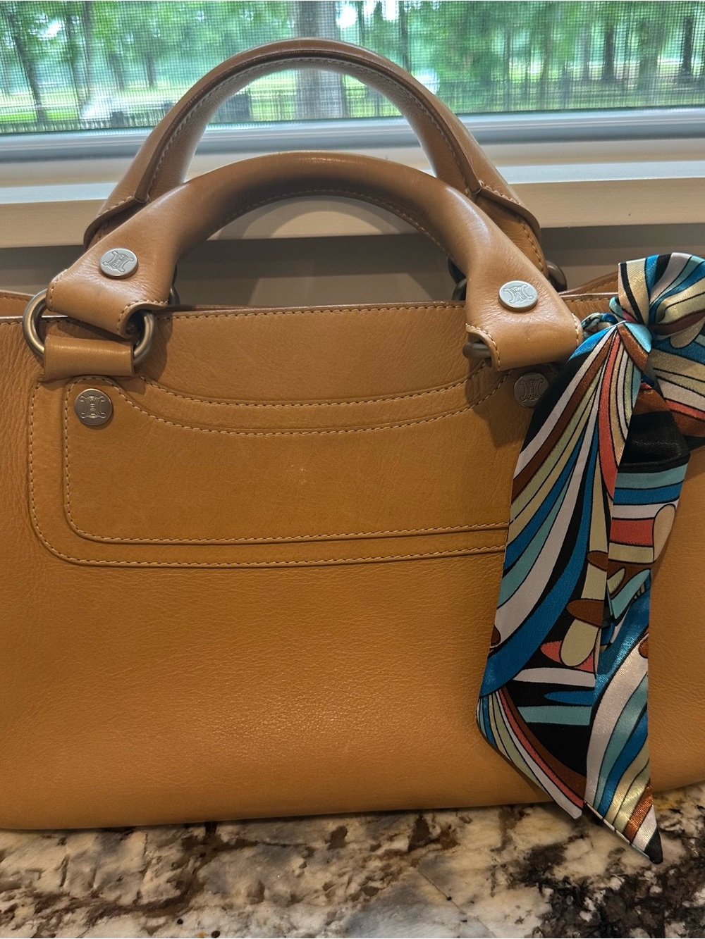 Celine Classic Tan Leather Top-Handle Macadam Boogie Bag